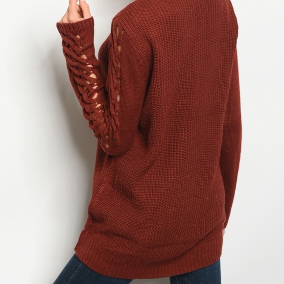 ❤️ LAST ONE Brick red cut out sleeve sweater - Picture 3 of 3